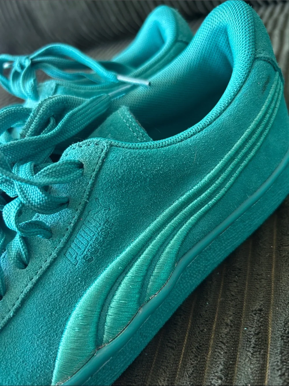 Puma Teal Suede Low-Top Sneakers